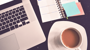 Picture of laptop and coffee cup